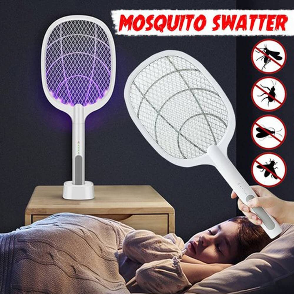 Rechargeable Mosquito Racket With Stand (Random Color)