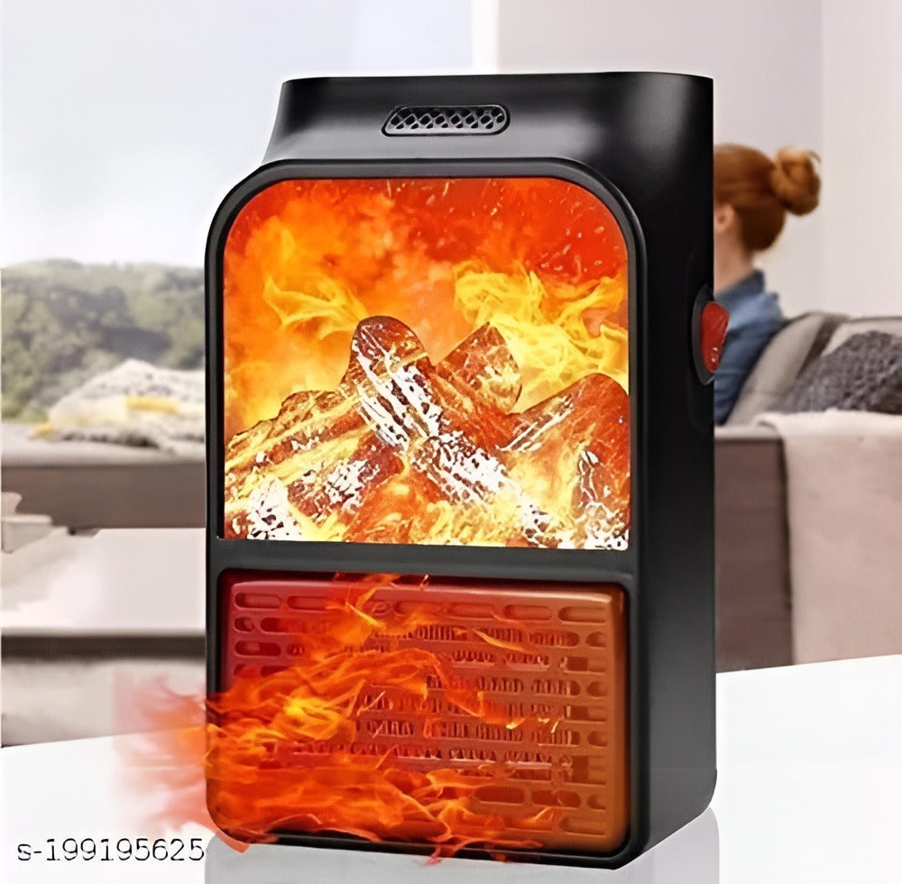Flame Heater 1000W – Portable Electric Plug-In Room Heater With Flame Effect &amp; Remote Control