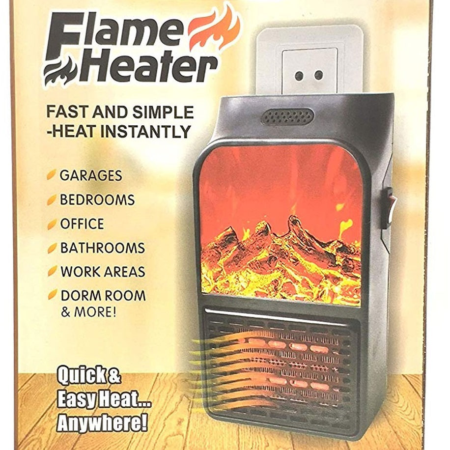 Flame Heater 1000W – Portable Electric Plug-In Room Heater With Flame Effect &amp; Remote Control