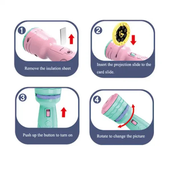 Baby Projector Torch 3cards (random Color ), 3 Reel In 1 Pack.